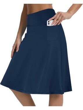 Modest Knee-Length Women's Skorts with Pockets | Athletic Midi Running Skirt